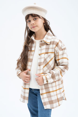 Рубашка с длинным рукавом из экоматериала для девочек