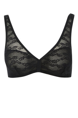 Black WOMAN Fall in Love Coverless Padless Lace Bra 2659808 | DeFacto