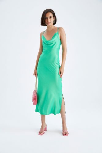 Strappy satin outlet midi dress