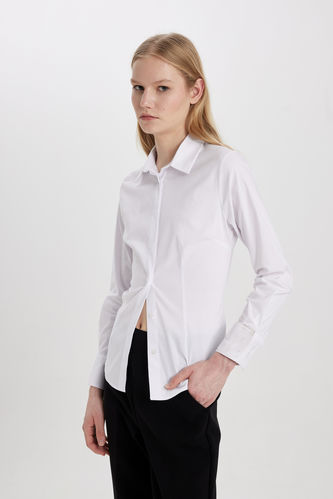 Slim Fit Shirt Collar Long Sleeve Shirt