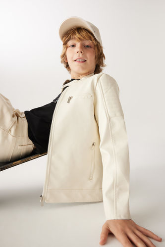 Manteau de veste en similicuir pour garçon