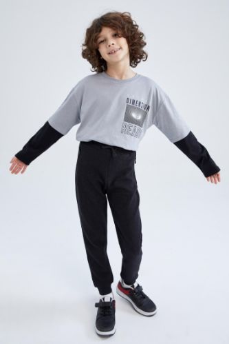 Boys dark best sale grey tracksuit bottoms