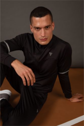 رجال أسود Slim Fit Scuba Fabric Cardigan