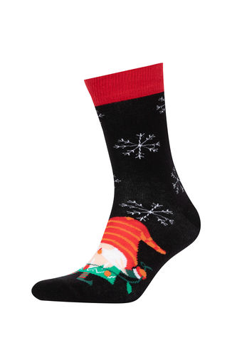 Men Christmas Themed 2 Piece Cotton Long Socks