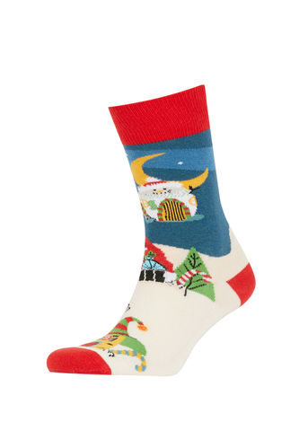 Men Christmas Themed Cotton Long Socks