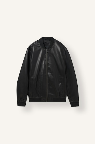 Zipper Bomber Collar Faux Leather Jacket
