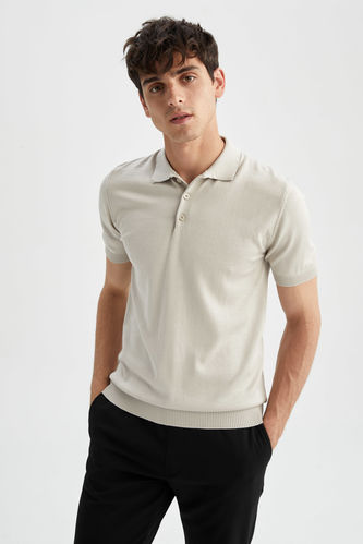Slim Fit Polo Neck Short Sleeve Knitwear T-Shirt