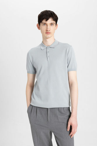 Slim Fit Polo Neck Short Sleeve Knitwear T-Shirt
