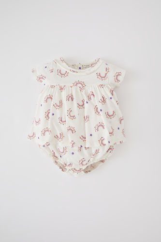 Kız Bebek Unicorn Desenli Kolsuz Tulum Elbise