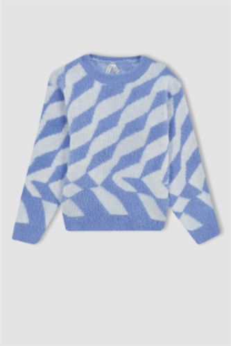 GIRLS & TEENS Light Blue بلوفر تريكو قصة عادية