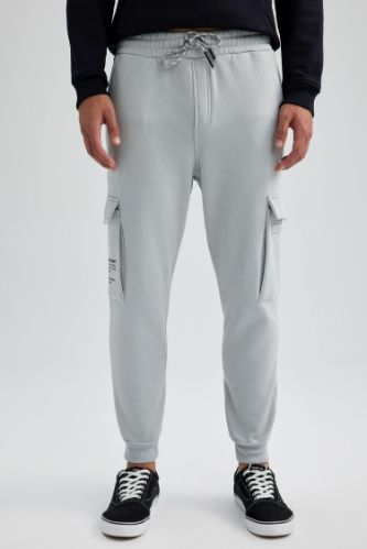 Regular Fit Jogger Eşofman Altı Kargo Cepli Basic Düz Beli Bağcıklı Lastikli Paça