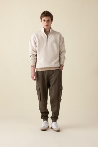 Regular Fit Jogger Eşofman Altı Kargo Cepli Basic Düz Beli Bağcıklı Lastikli Paça