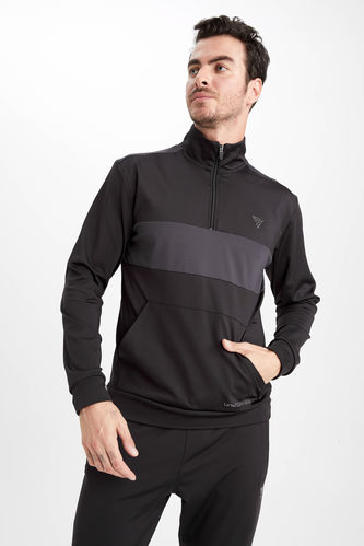 DeFactoFit Slim Fit Stand Collar Sportsman Sweatshirt