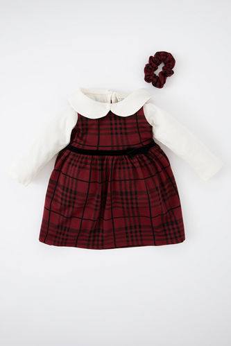 3 piece Regular Fit Baby Collar Plaid Knitted Set