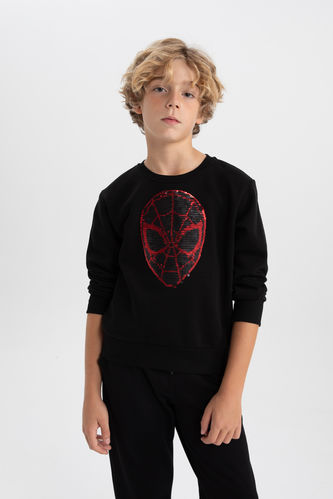 Sweat- Shirt Coupe Régulière Col Rond Imprimé Marvel Spiderman Pour Garçon
