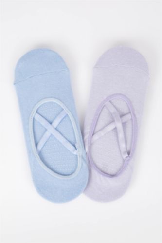 WOMAN Light Blue 2 piece Cotton Pilates Socks