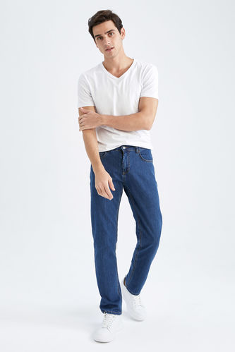Blue MAN Sergio Regular Fit Normal Mold Normal Waist Pipe Leg Jeans 2837842  | DeFacto