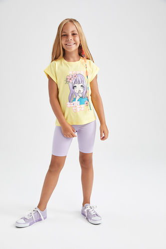 Комплект леггинсы и футболка с круглым вырезом для девочек