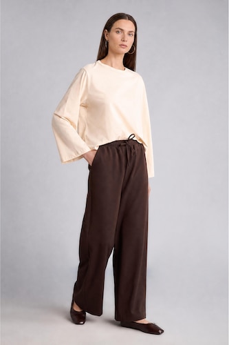 Женщины Коричневый Брюки Wide Leg