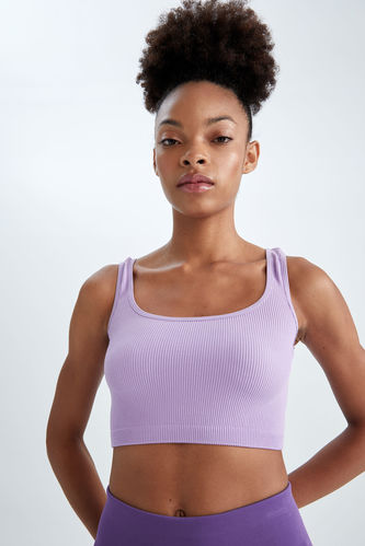 Lilac Ribbed Sports Bra, Active