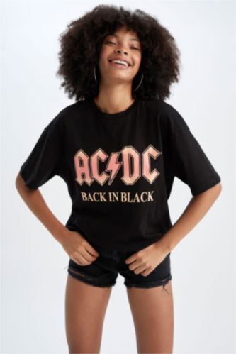 Women Black Oversize Fit Short Sleeve T-Shirt