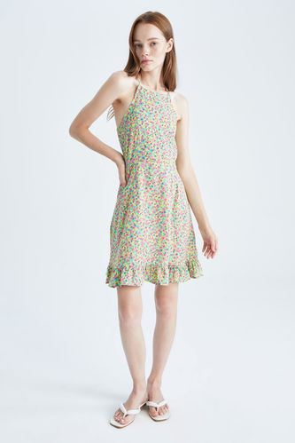 Kurzarm-Kleid in Mini-Länge mit Blumenmuster