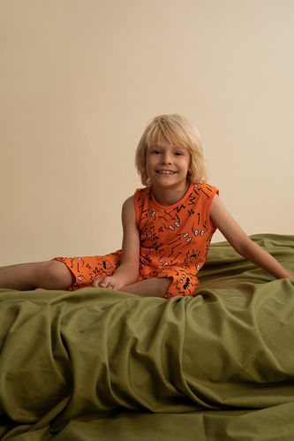 Erkek Çocuk Desenli Kolsuz Kapri Pijama Takım
