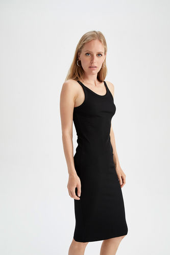 Black WOMAN Bodycon Short Sleeve Knitted Dress 2643831