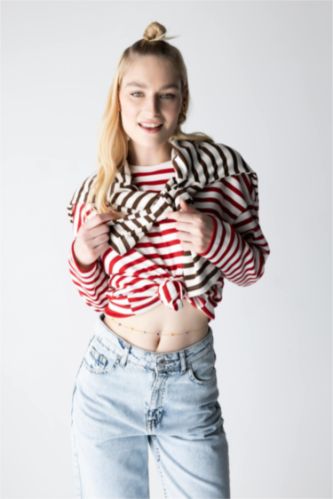 WOMAN Red Regular Fit Long Sleeve T-Shirt