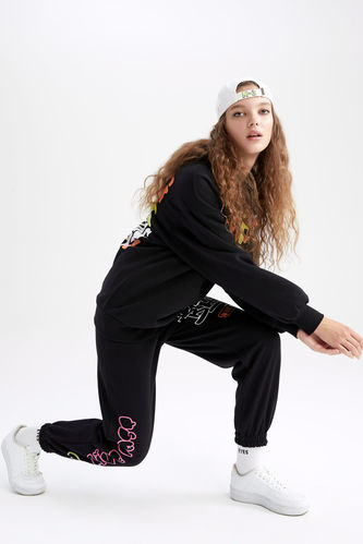 Loose Fit Printed Thick Sweatshirt Fabric Trousers