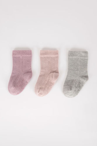 Длинные носки из хлопка для малышей девочек, 3 пары