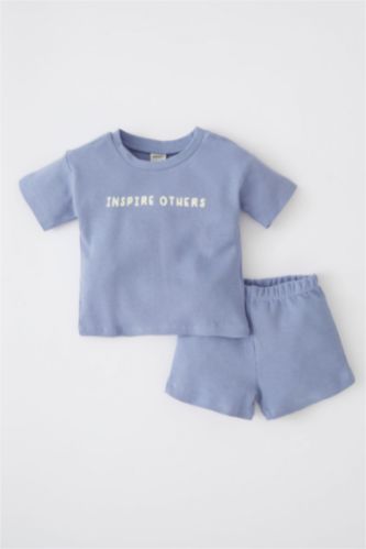 BABY BOY Blue Baby Boy Printed Waffle Short Sleeve T-Shirt Shorts 2-Pack Set