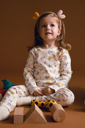 Пижама c длинным рукавом с цветочным принтом для малышей девочек