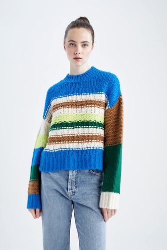 Пуловер оверсайз с круглым вырезом для женщин