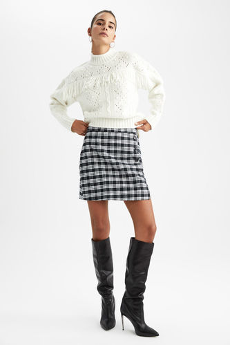 A-Line Plaid Regular Waist Mini Skirt