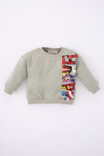Baby Boy Marvel Crew Neck Soft Feathered Sweatshirt