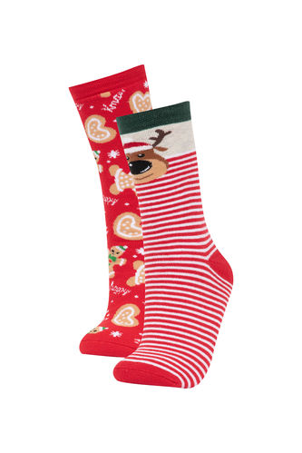 Women Christmas Themed Cotton 2 Piece Towel Socks