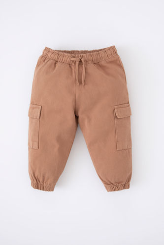 Baby Boy Basic Cargo Pocket Gabardine Trousers