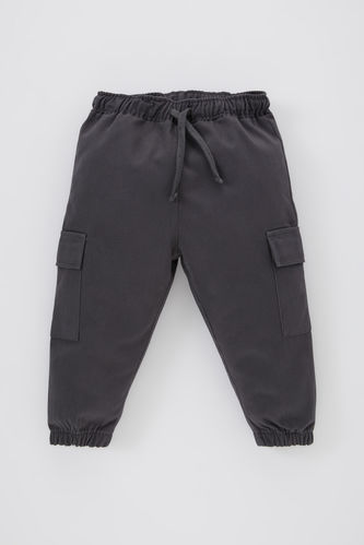 Baby Boy Basic Cargo Pocket Gabardine Trousers