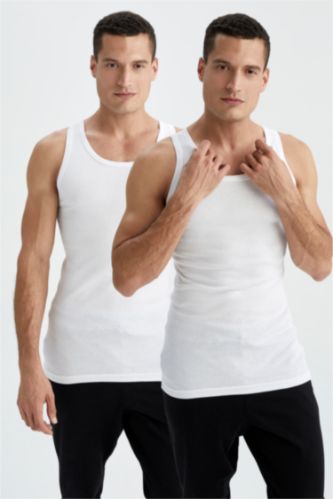 MAN White تانك توب مضلع سليم فيت