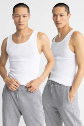 MAN White تانك توب مضلع سليم فيت