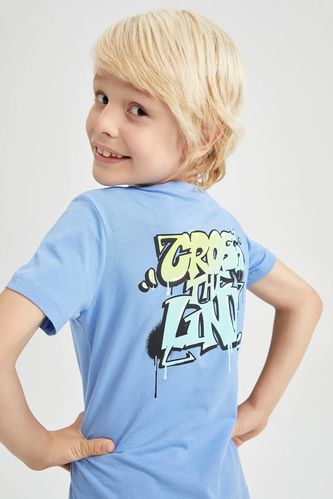 Boy's Crew Neck Printed Back Short Sleeve T-Shirt