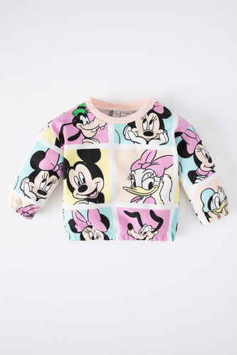 Regular Fit Mickey & Minnie Licensed Crew Neck Sweatshirt