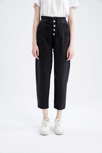Paperbag Fit High Waist Jean  Cotton Trousers