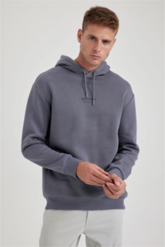 Erkek Koyu Gri Relax Fıt Sweatshirt