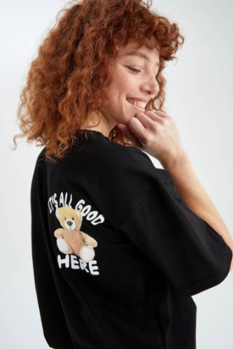 Coool Oversize Fit Ayıcık Sırt Baskılı Kısa Kollu Tişört