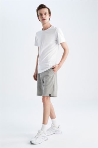 HOMME Gris Clair Short Coupe Régulière Ourlet régulier