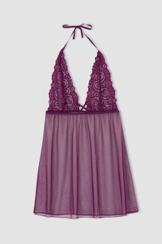 Purple WOMAN Babydoll V-Neck Woven Dress 2700065