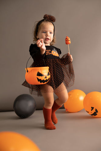 Baby Girl Halloween Themed Tulle Jumpsuit with Hair Band