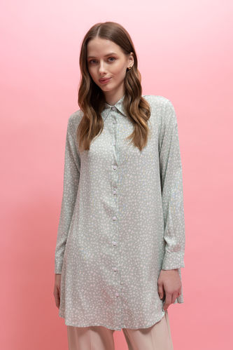 Regular Fit Floral Long Sleeve Tunic